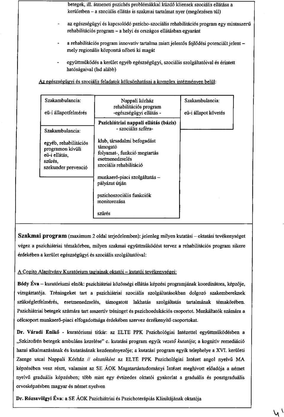 rehabilitációs program egy mintaszerű rehabilitációs program - a helyi és országos ellátásban egyaránt a rehabilitációs program innovatív tartalma miatt jelentős fejlődési potenciált jelent - mely