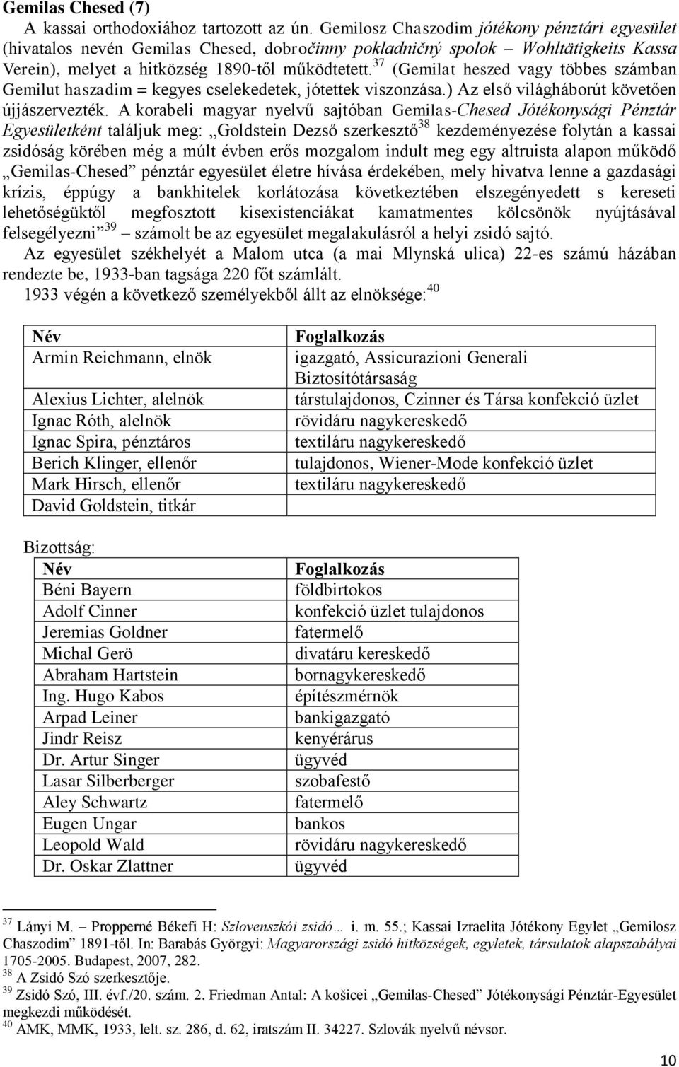 37 (Gemilat heszed vagy többes számban Gemilut haszadim = kegyes cselekedetek, jótettek viszonzása.) Az első világháborút követően újjászervezték.