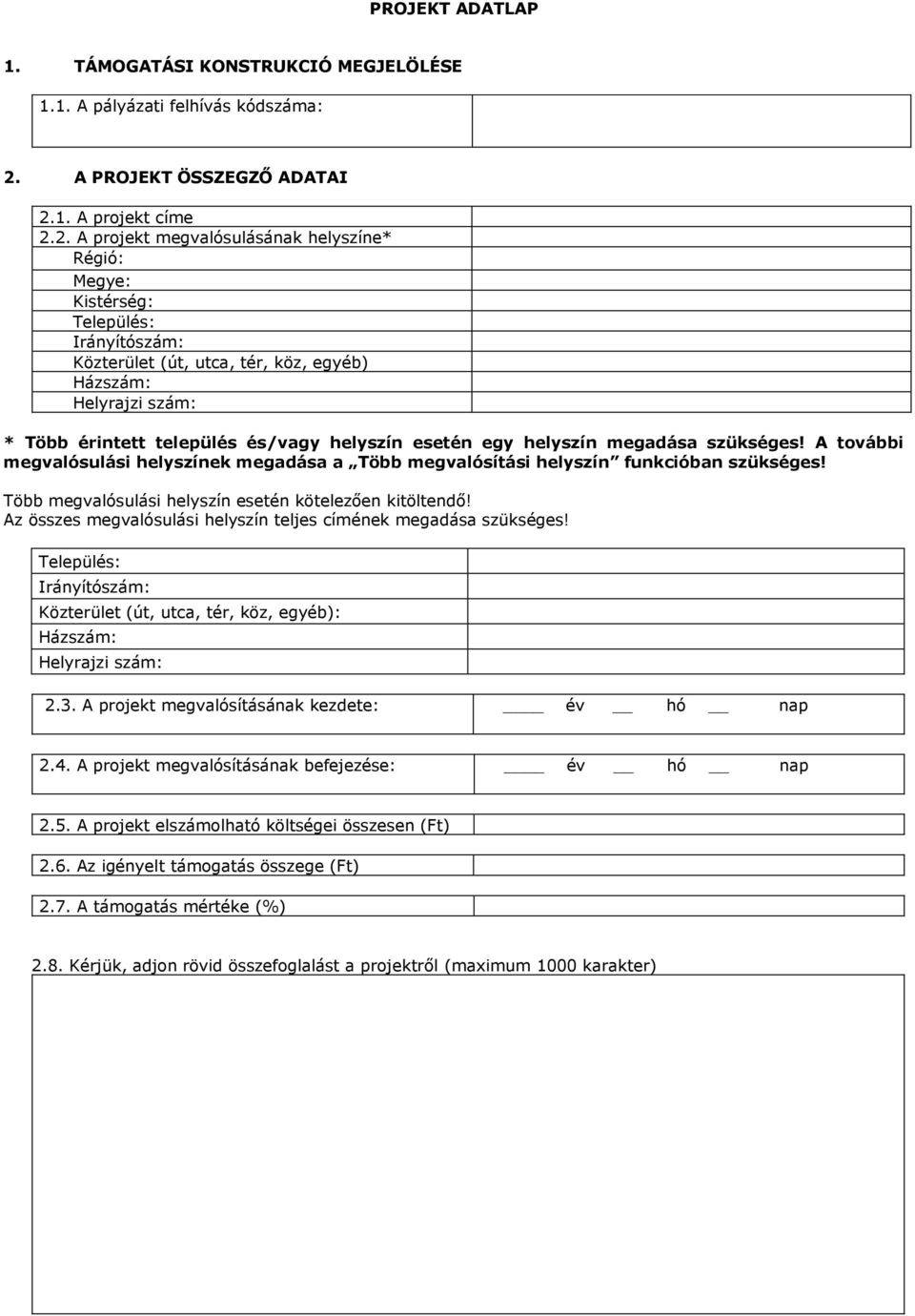 1. A projekt címe 2.