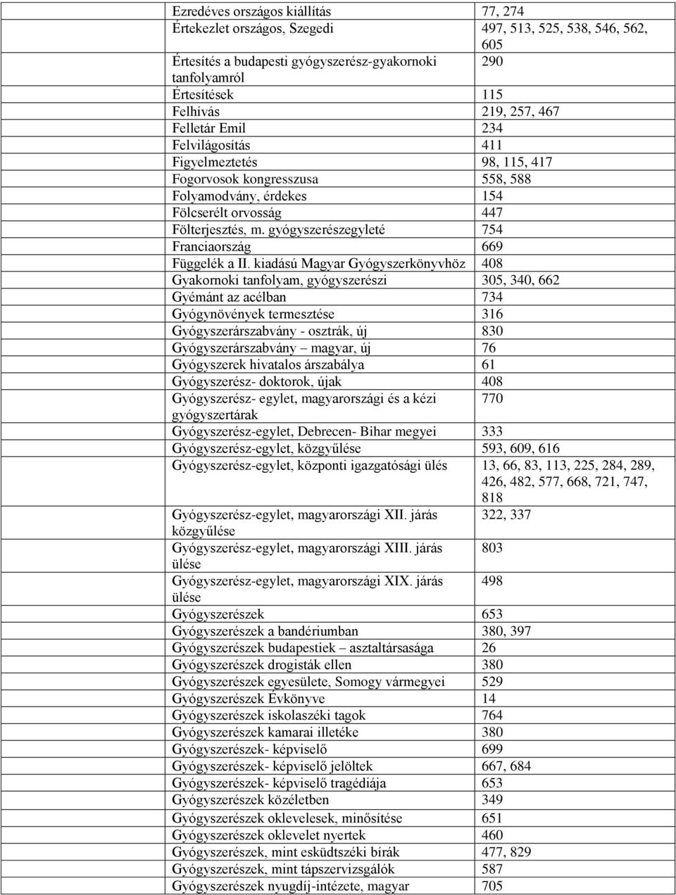 gyógyszerészegyleté 754 Franciaország 669 Függelék a II.