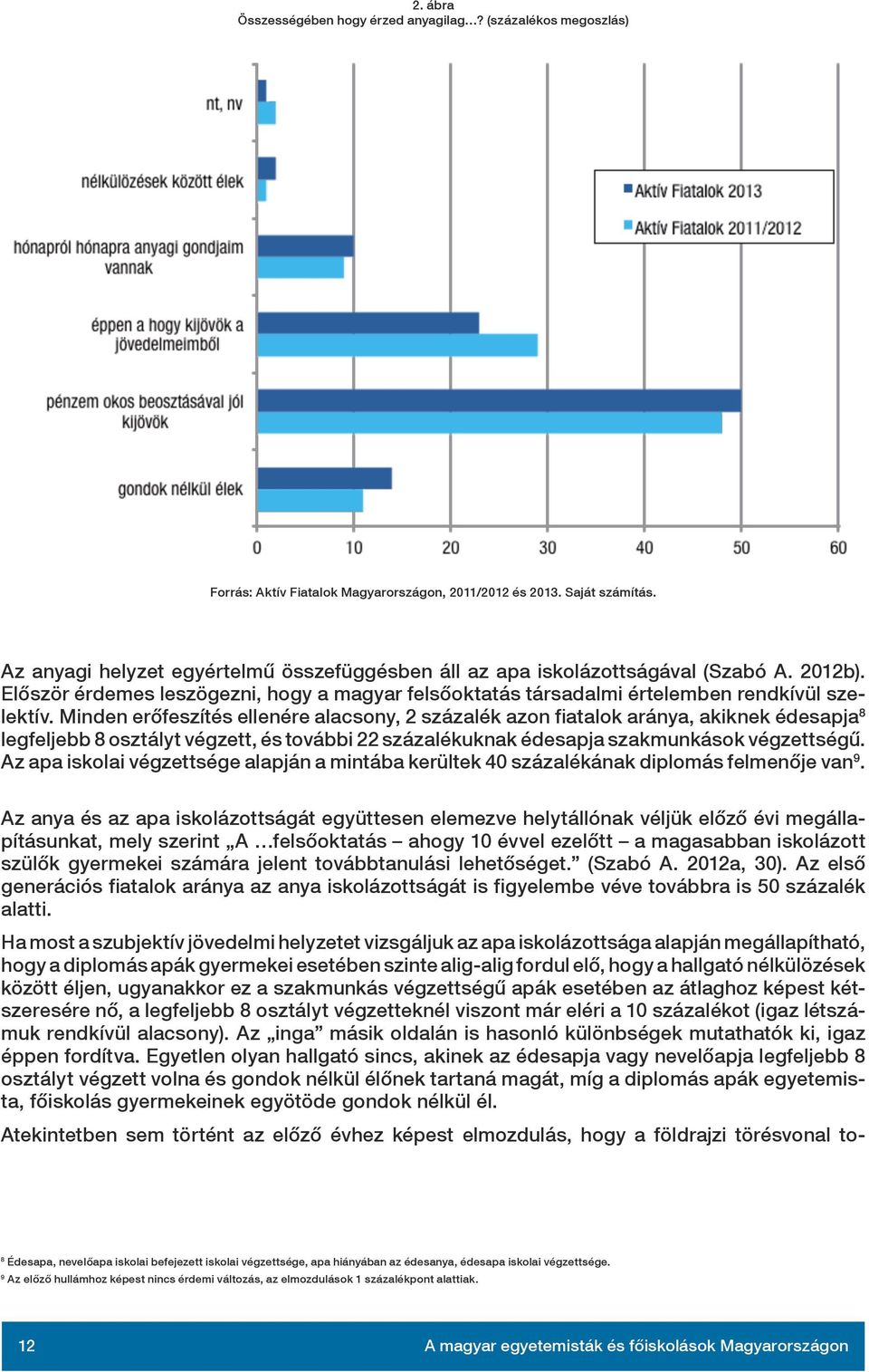 Minden erőfeszítés ellenére alacsony, 2 százalék azon fiatalok aránya, akiknek édesapja 8 legfeljebb 8 osztályt végzett, és további 22 százalékuknak édesapja szakmunkások végzettségű.