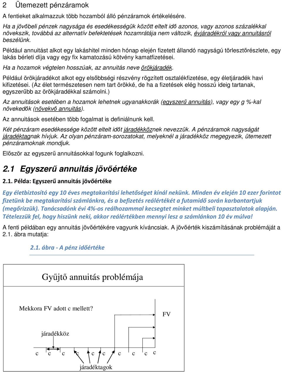 Például auitást alkot egy lakáshitel mide hóap elejé fizetett álladó agyságú tölesztőészlete, egy lakás béleti díja vagy egy fix kamatozású kötvéy kamatfizetései.