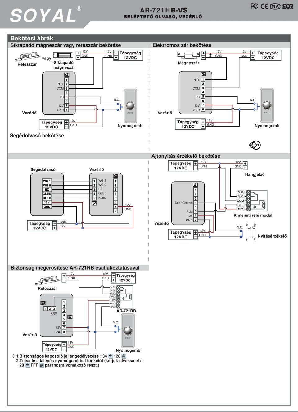 Door Contact ALM DC P CTL Kimeneti relé modul Hangjelző Nyitásérzékelő Biztonság megerősítése AR-RB csatlakoztatásával Reteszzár P ARM DC P CTL PB DC