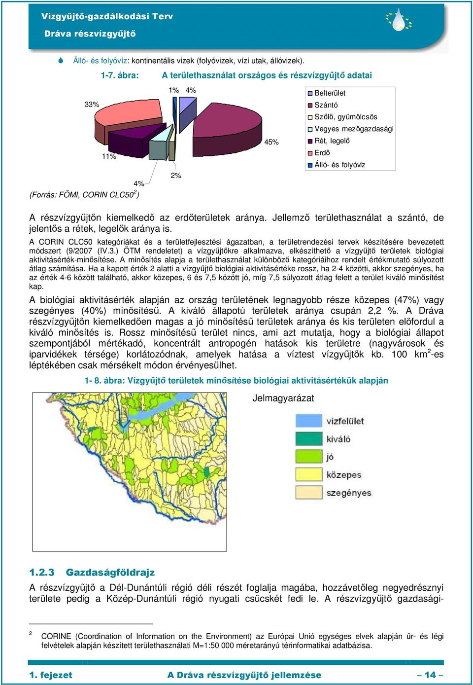 folyóvíz A részvízgyőjtın kiemelkedı az erdıterületek aránya. Jellemzı területhasználat a szántó, de jelentıs a rétek, legelık aránya is.