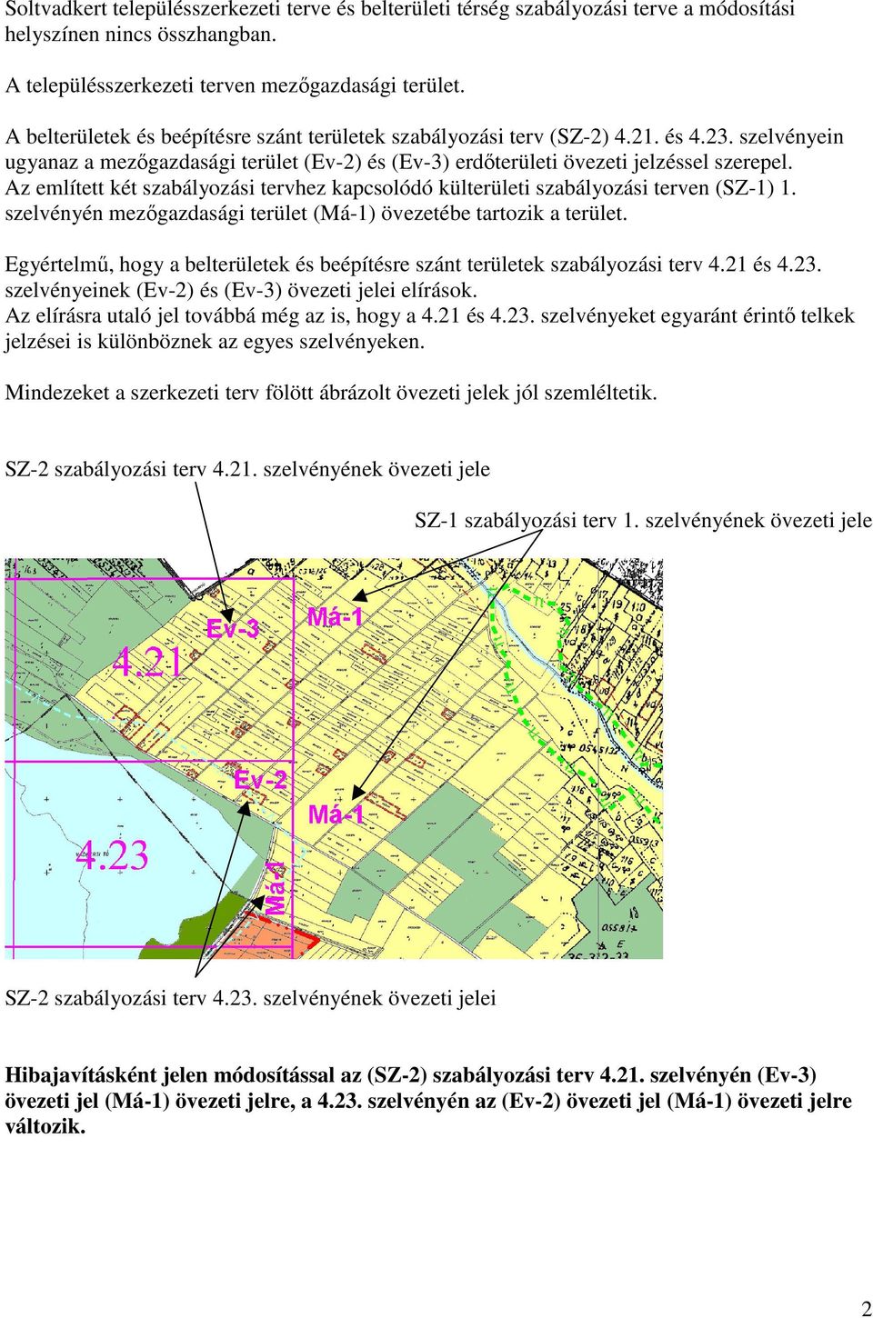 Az említett két szabályozási tervhez kapcsolódó külterületi szabályozási terven (SZ-1) 1. szelvényén mezőgazdasági terület (Má-1) övezetébe tartozik a terület.