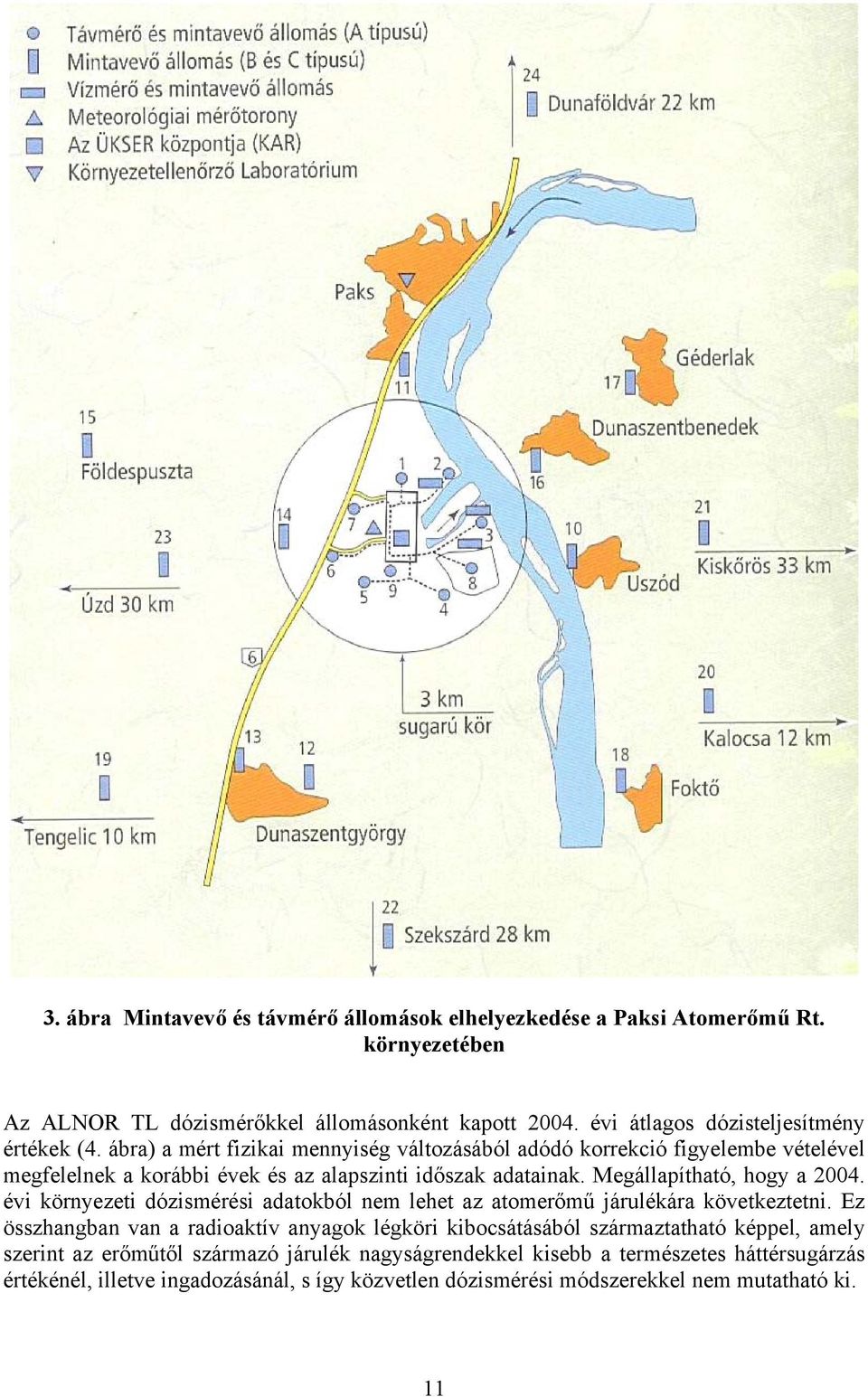 ábra) a mért fizikai mennyiség változásából adódó korrekció figyelembe vételével megfelelnek a korábbi évek és az alapszinti időszak adatainak. Megállapítható, hogy a 2004.