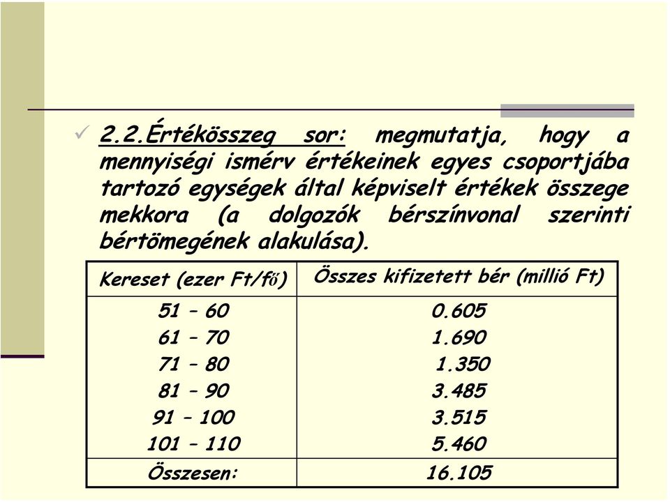 szerinti bértömegének alakulása).