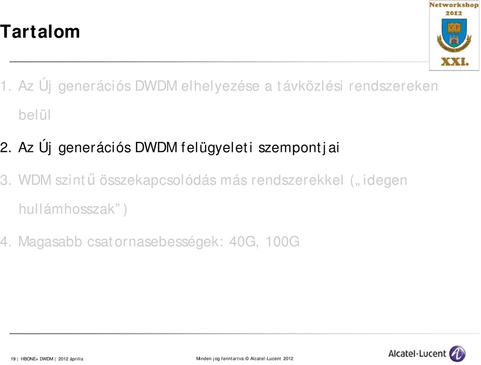 Az Új generációs DWDM felügyeleti szempontjai 3.