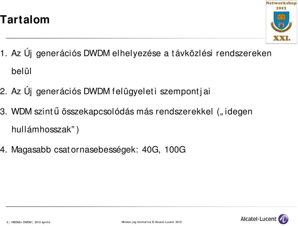 Az Új generációs DWDM felügyeleti szempontjai 3.