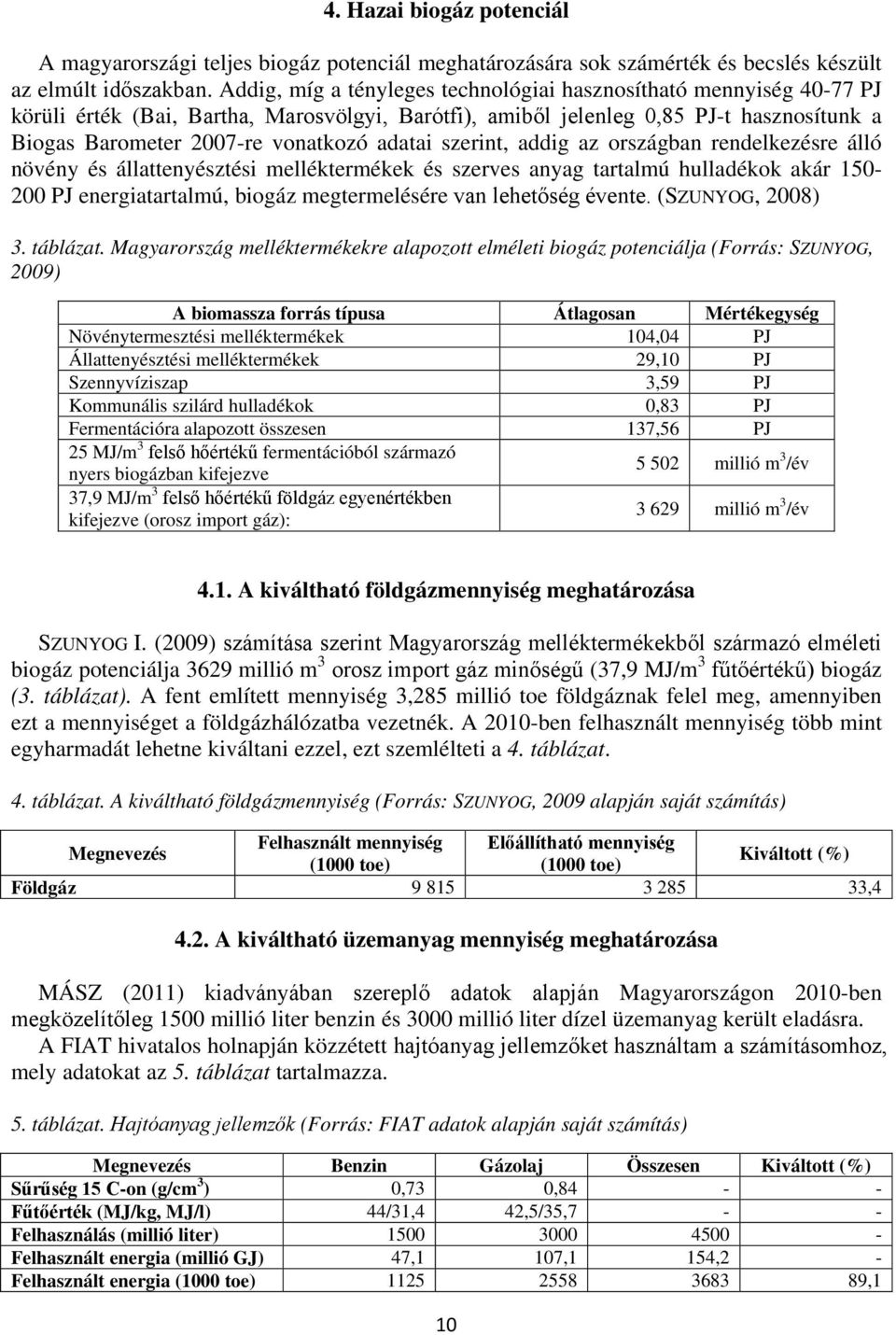 adatai szerint, addig az országban rendelkezésre álló növény és állattenyésztési melléktermékek és szerves anyag tartalmú hulladékok akár 150-200 PJ energiatartalmú, biogáz megtermelésére van