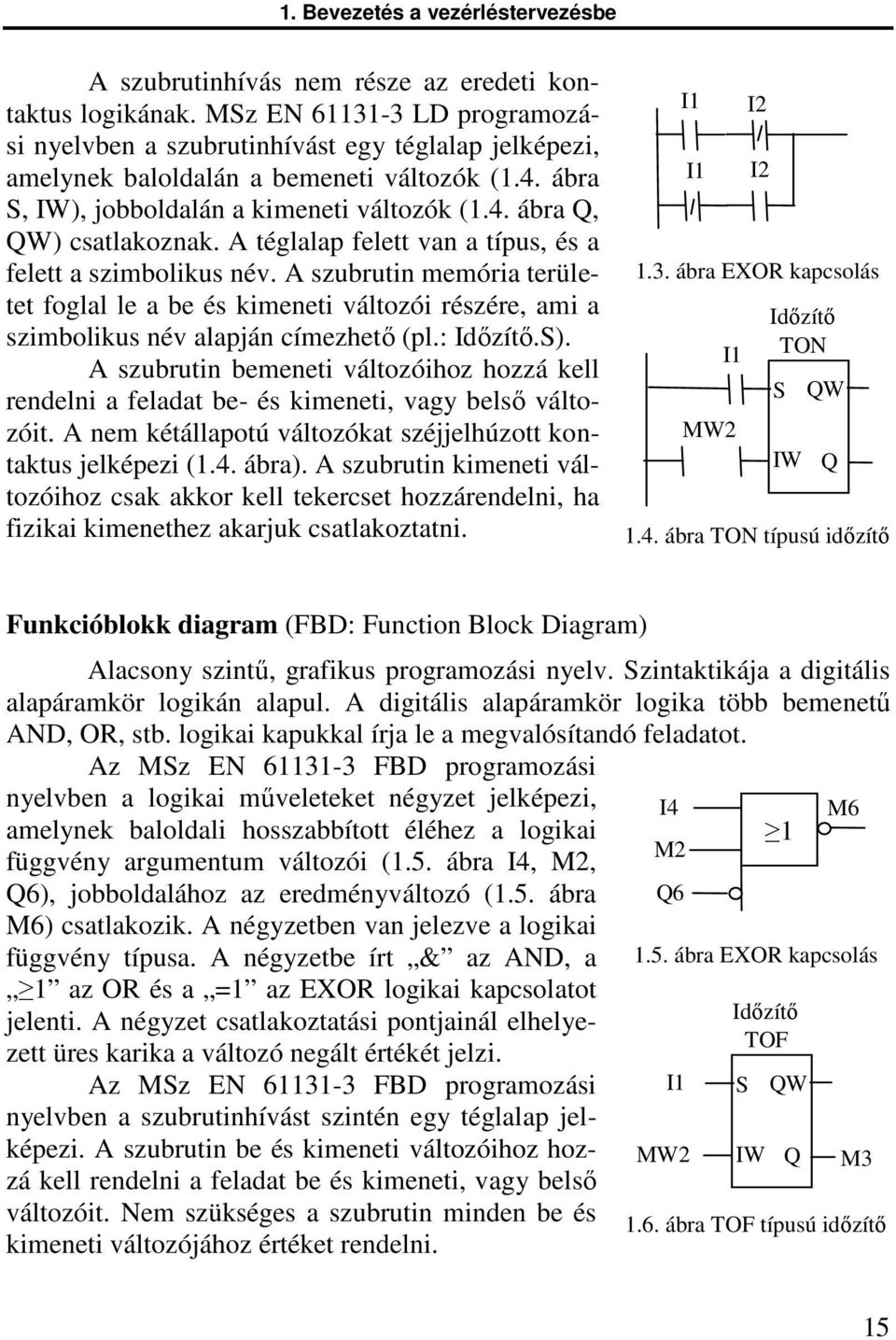 A téglalap felett van a típus, és a felett a szimbolikus név. A szubrutin memória területet foglal le a be és kimeneti változói részére, ami a szimbolikus név alapján címezhető (pl.: Időzítő.S).