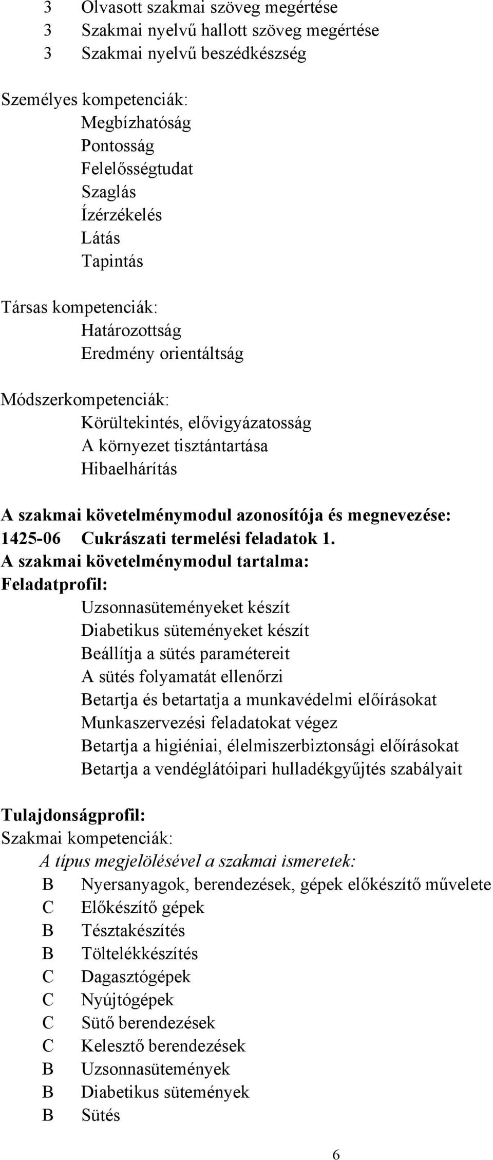 és megnevezése: 1425-06 Cukrászati termelési feladatok 1.