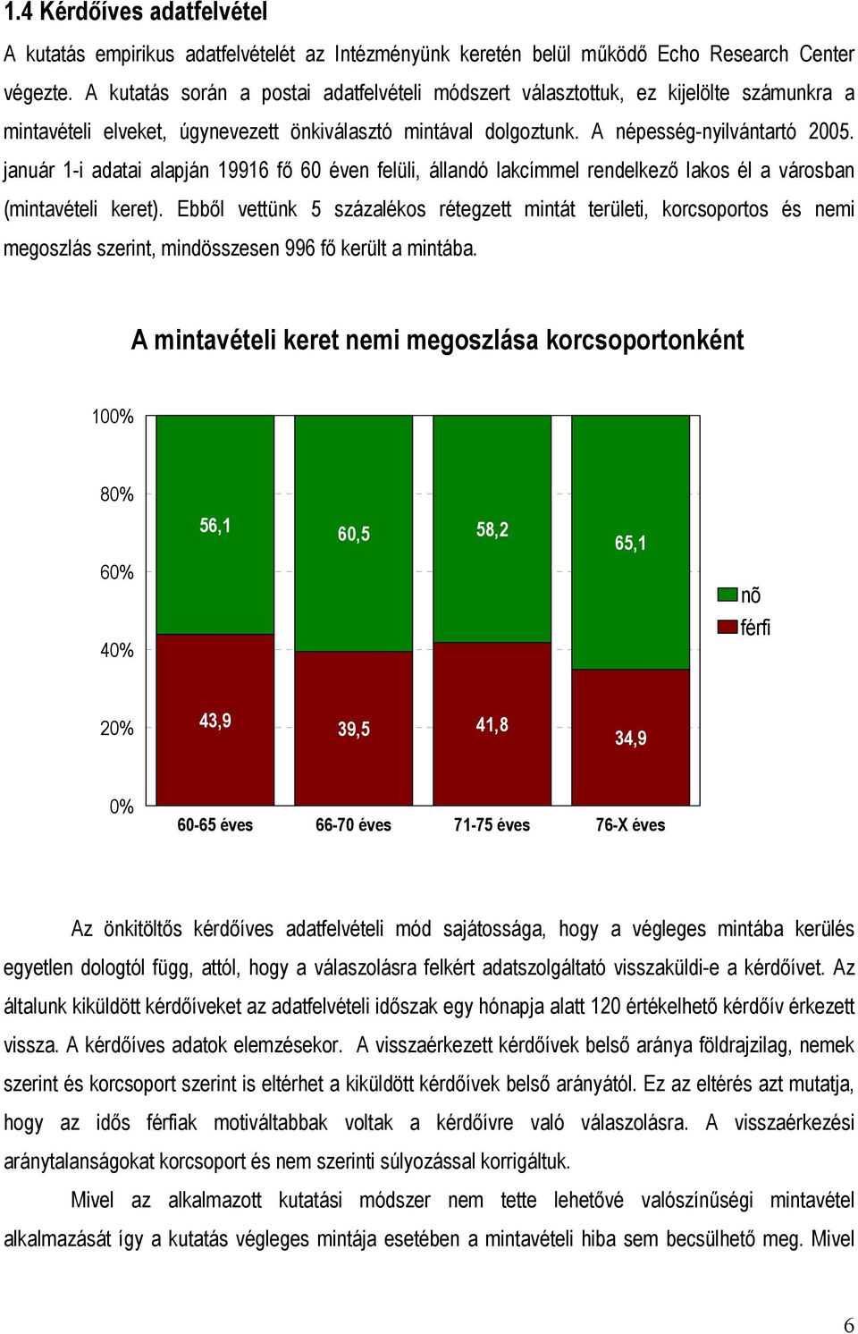 január 1-i adatai alapján 19916 fő 60 éven felüli, állandó lakcímmel rendelkező lakos él a városban (mintavételi keret).