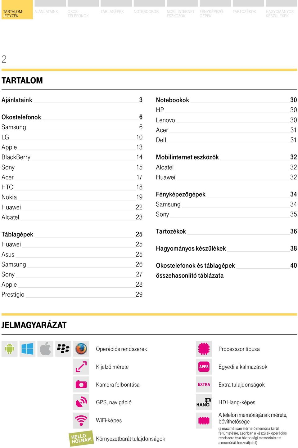 összehasonlító táblázata jelmagyarázat hello holnap!