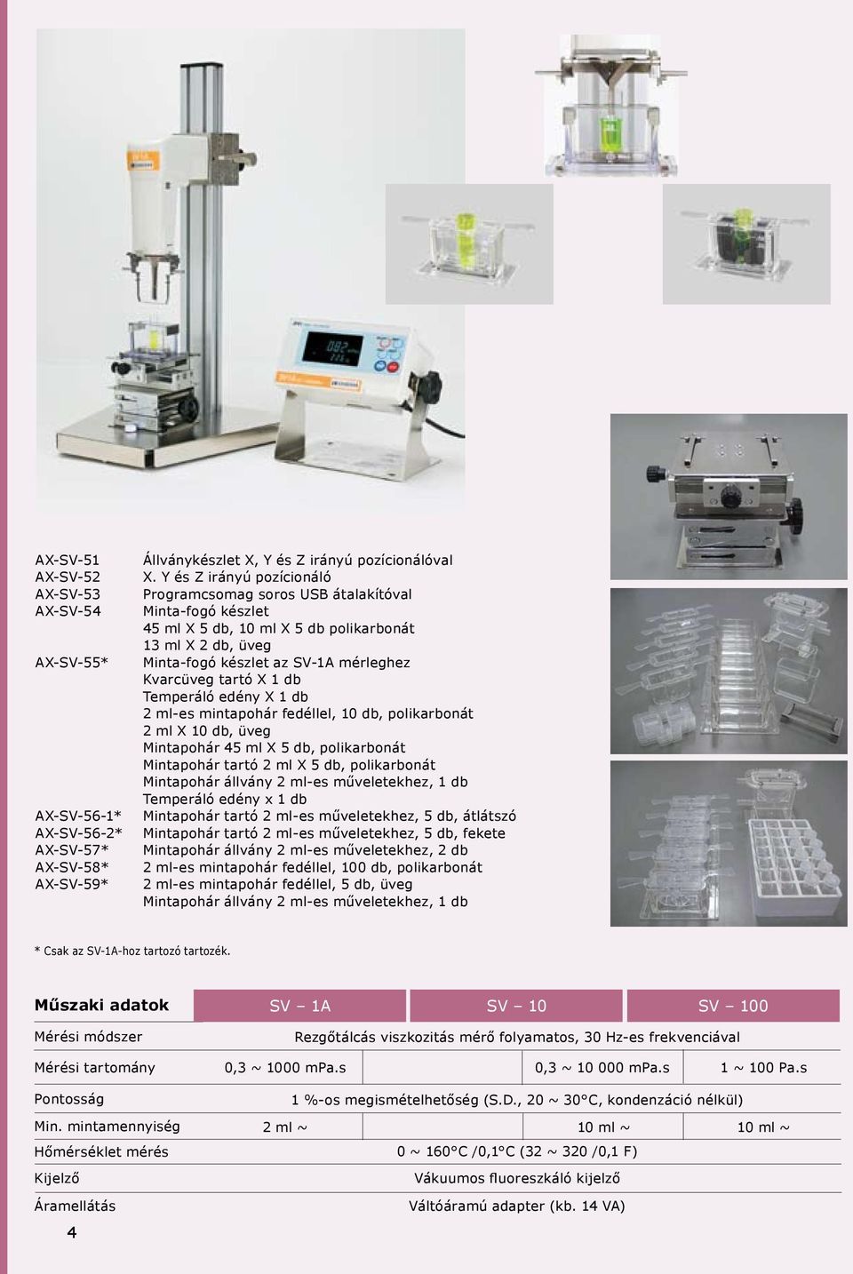 Temperáló edény X 1 db 2 mles mintapohár fedéllel, 10 db, polikarbonát 2 ml X 10 db, üveg intapohár 45 ml X 5 db, polikarbonát intapohár tartó 2 ml X 5 db, polikarbonát intapohár állvány 2 mles