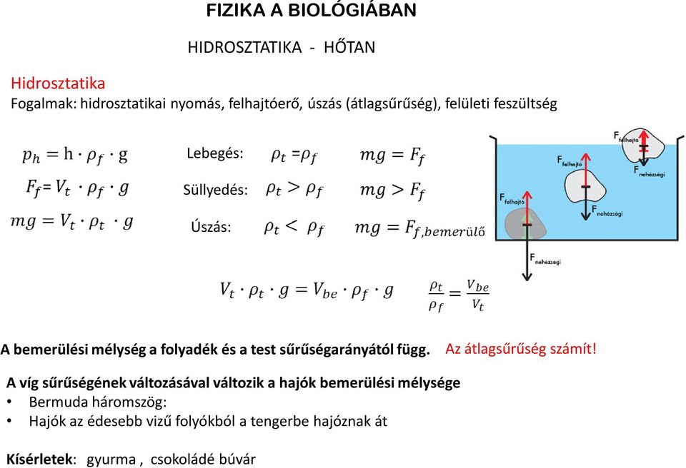 sűrűségarányától függ. Az átlagsűrűség számít!