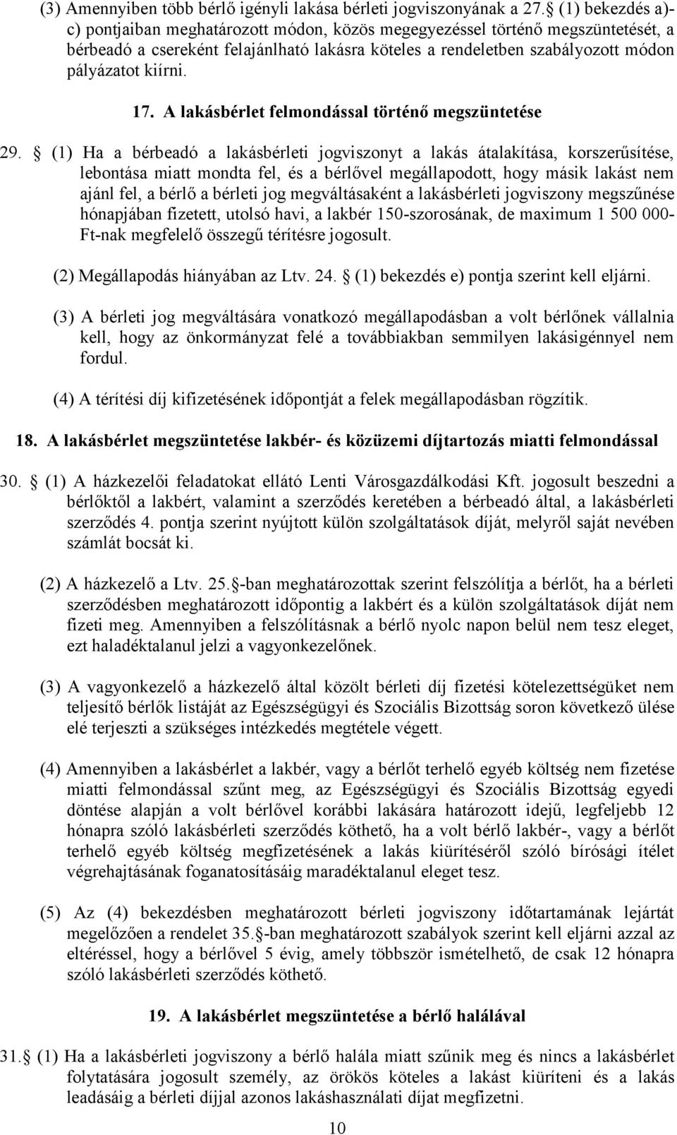 17. A lakásbérlet felmondással történő megszüntetése 29.