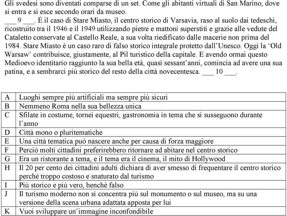 conservate al Castello Reale, a sua volta riedificato dalle macerie non prima del 1984. Stare Miasto è un caso raro di falso storico integrale protetto dall Unesco.