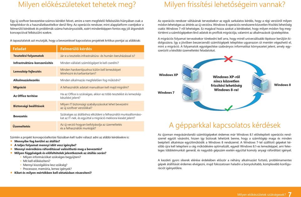 Az operációs rendszer, mint alapplatform cseréjekor a felmerülő kérdések és problémák száma hatványozódik, ezért mindenképpen fontos egy jól átgondolt koncepcióval felkészülni ezekre.