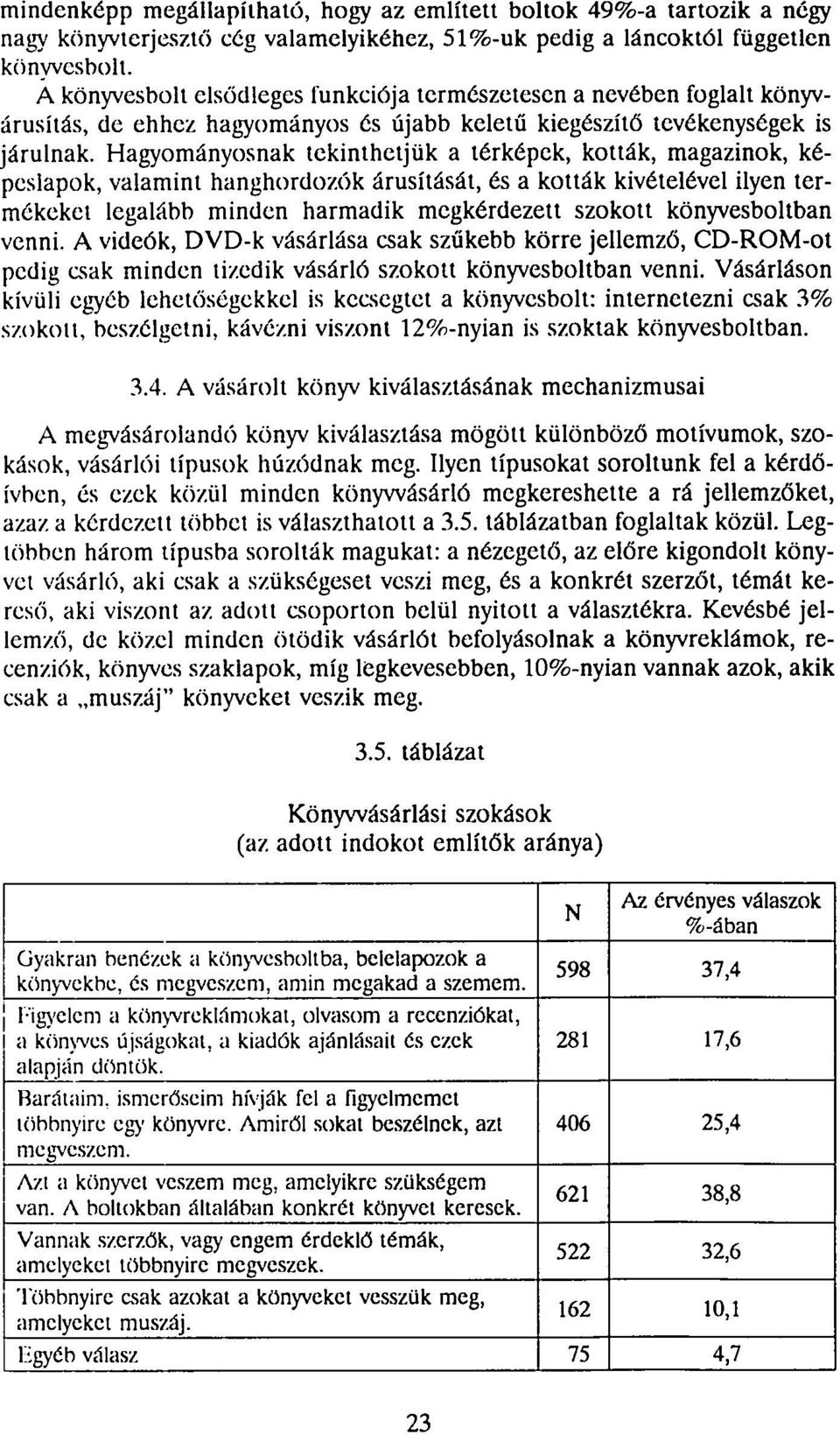 Hagyományosnak tekinthetjük a térképek, kották, magazinok, képeslapok, valamint hanghordozók árusítását, és a kották kivételével ilyen termékeket legalább minden harmadik megkérdezett szokott