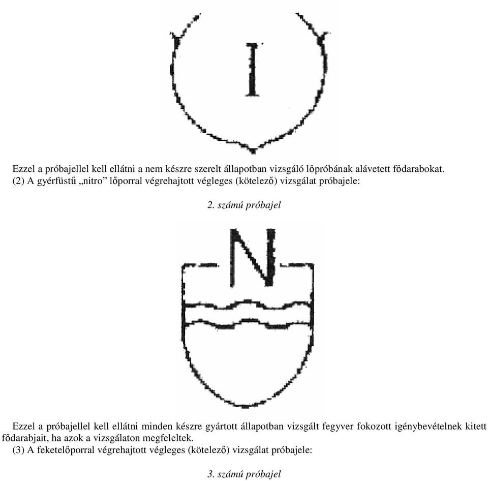 számú próbajel Ezzel a próbajellel kell ellátni minden készre gyártott állapotban vizsgált fegyver fokozott