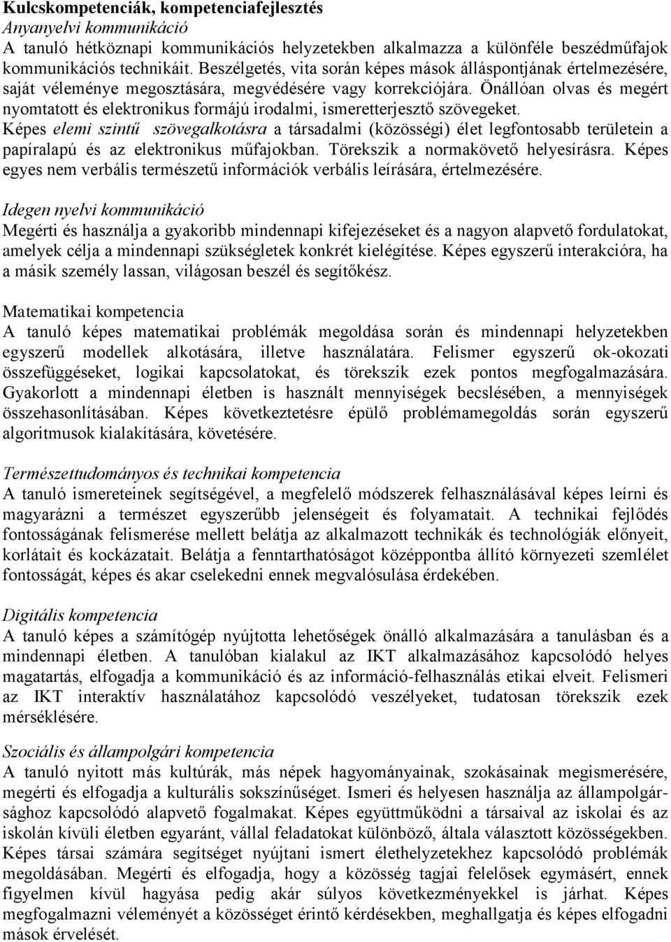 Önállóan olvas és megért nyomtatott és elektronikus formájú irodalmi, ismeretterjesztő szövegeket.