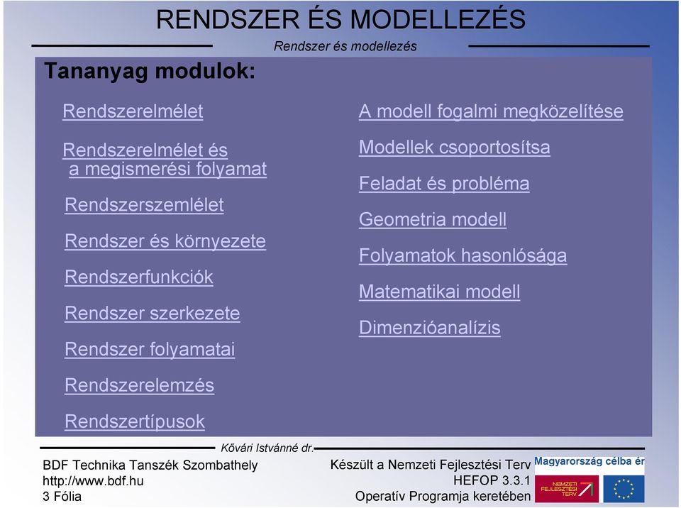 folyamatai A modell fogalmi megközelítése Modellek csoportosítsa Feladat és probléma Geometria