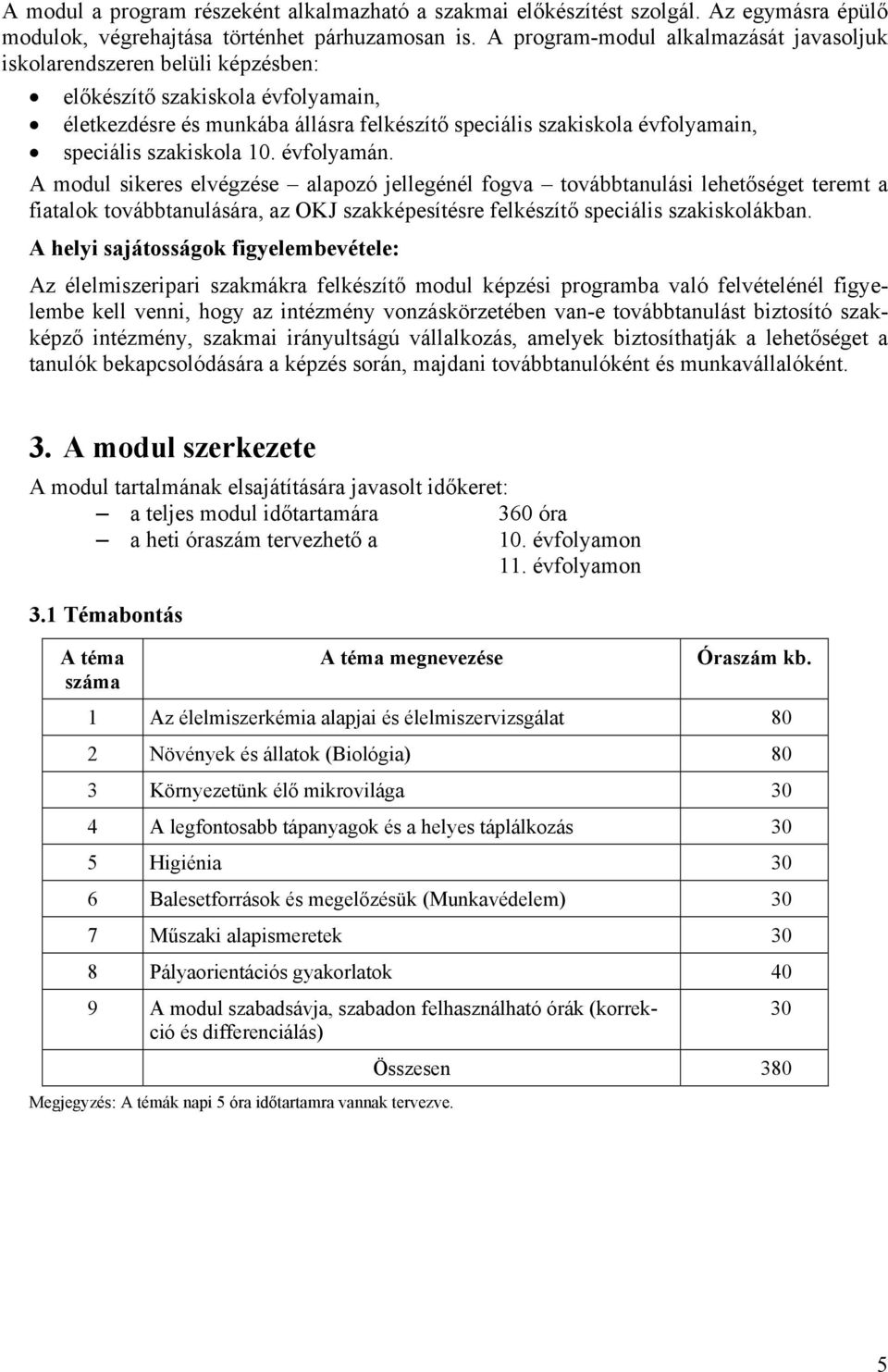 szakiskola 10. évfolyamán. A modul sikeres elvégzése alapozó jellegénél fogva továbbtanulási lehetőséget teremt a fiatalok továbbtanulására, az OKJ szakképesítésre felkészítő speciális szakiskolákban.