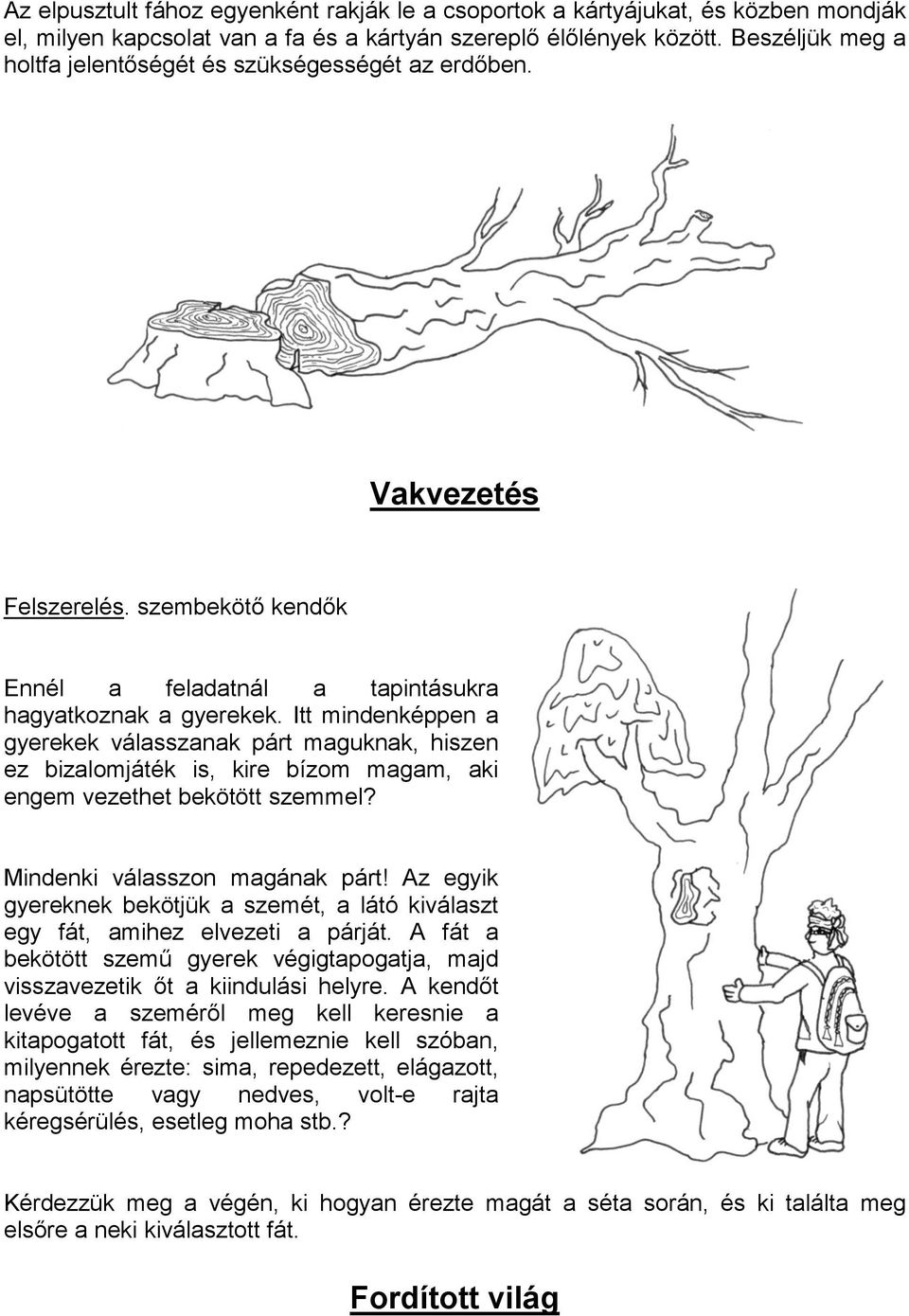 Itt mindenképpen a gyerekek válasszanak párt maguknak, hiszen ez bizalomjáték is, kire bízom magam, aki engem vezethet bekötött szemmel? Mindenki válasszon magának párt!