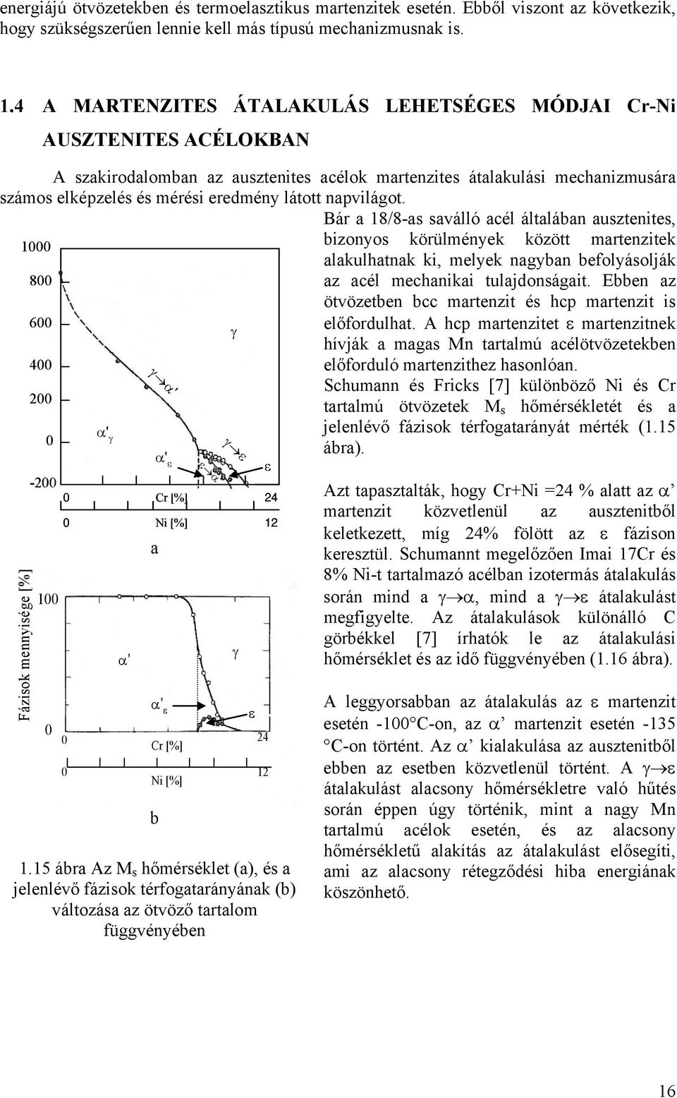 napvilágot. Bár a 18/8-as saválló acél általában ausztenites, 1 bizonyos körülmények között martenzitek alakulhatnak ki, melyek nagyban befolyásolják 8 az acél mechanikai tulajdonságait.