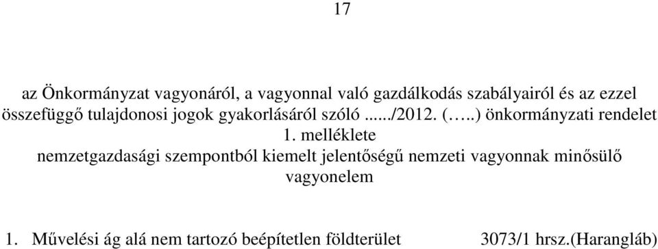 melléklete nemzetgazdasági szempontból kiemelt jelentőségű nemzeti vagyonnak minősülő