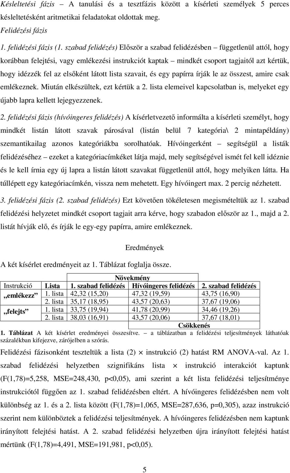 látott lista szavait, és egy papírra írják le az összest, amire csak emlékeznek. Miután elkészültek, ezt kértük a 2.