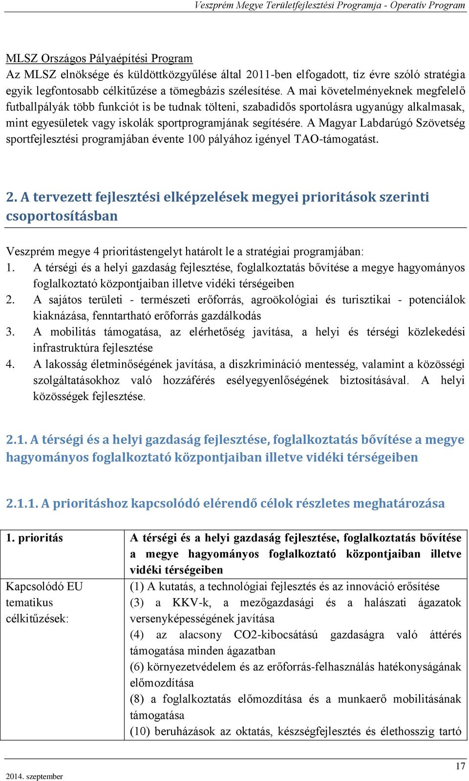 A Magyar Labdarúgó Szövetség sportfejlesztési programjában évente 100 pályához igényel TAO-támogatást. 2.