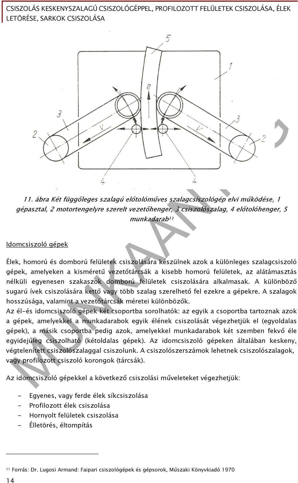 szakaszok domború felületek csiszolására alkalmasak. A különböző sugarú ívek csiszolására kettő vagy több szalag szerelhető fel ezekre a gépekre.