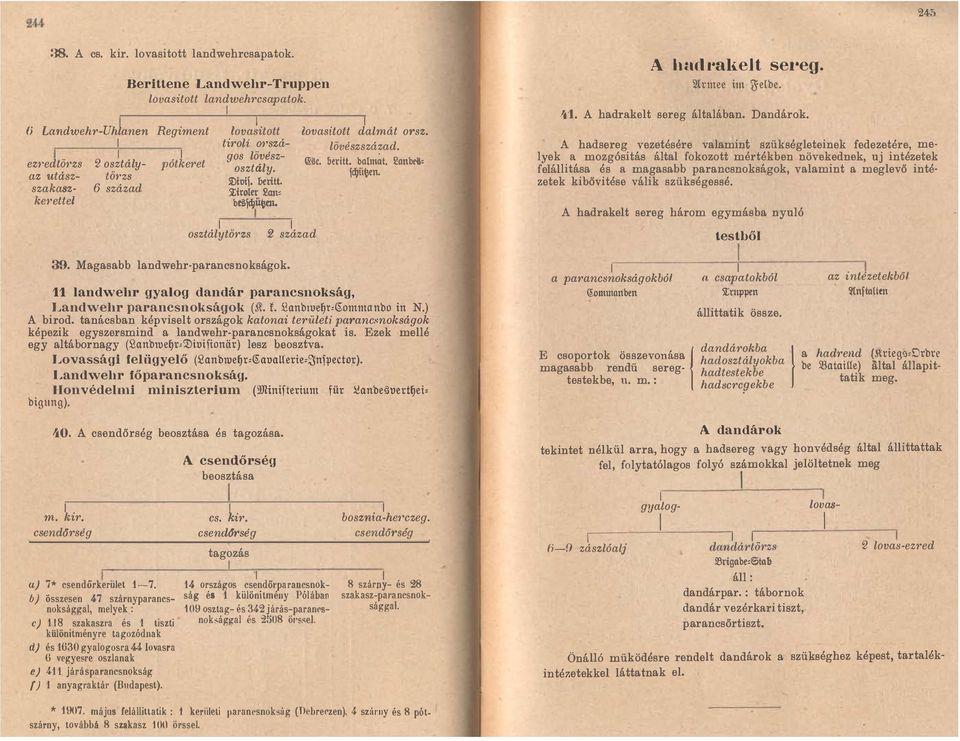 anbei' jd)iiben 11 landwehr gyalog dandár parancsnokság Landwehr parancsnokságok (t f anbroerg:ommctnbo in N) A birod tanácsban képviselt országok katonai területi parancsnokságok képezik