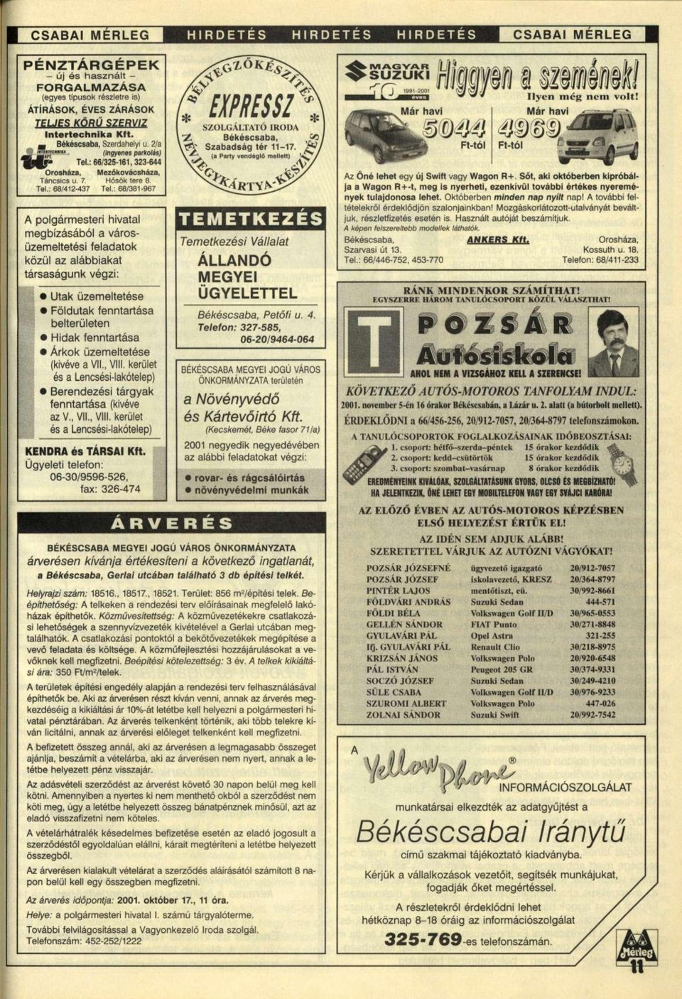 : 68/381-967 A polgármesteri hivatal megbízásából a városüzemeltetési feladatok közül az alábbiakat társaságunk végzi: Utak üzemeltetése Földutak fenntartása belterületen Hidak fenntartása Árkok