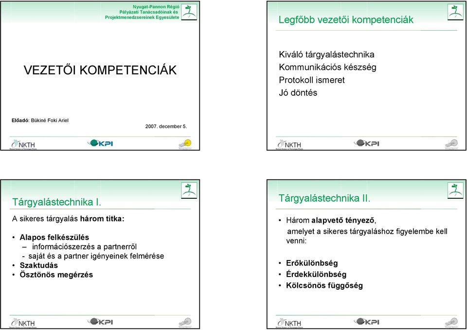 A sikeres tárgyalás három titka: Alapos felkészülés információszerzés a partnerről - saját és a partner igényeinek felmérése Szaktudás Ösztönös megérzés