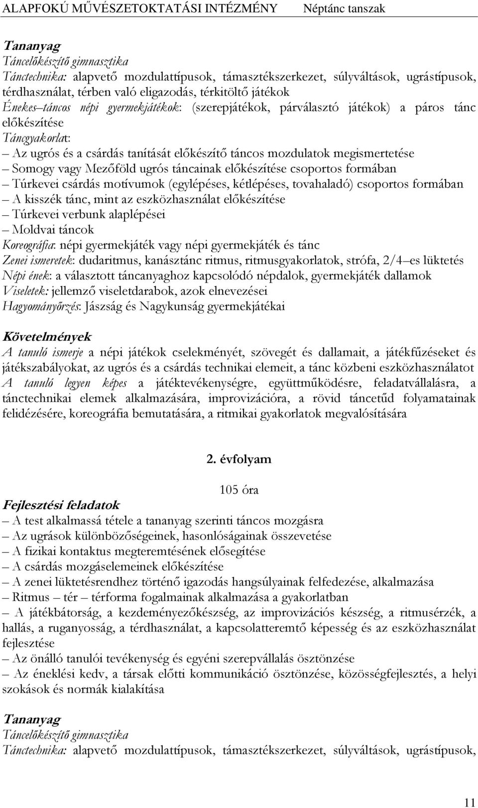 táncainak előkészítése csoportos formában Túrkevei csárdás motívumok (egylépéses, kétlépéses, tovahaladó) csoportos formában A kisszék tánc, mint az eszközhasználat előkészítése Túrkevei verbunk