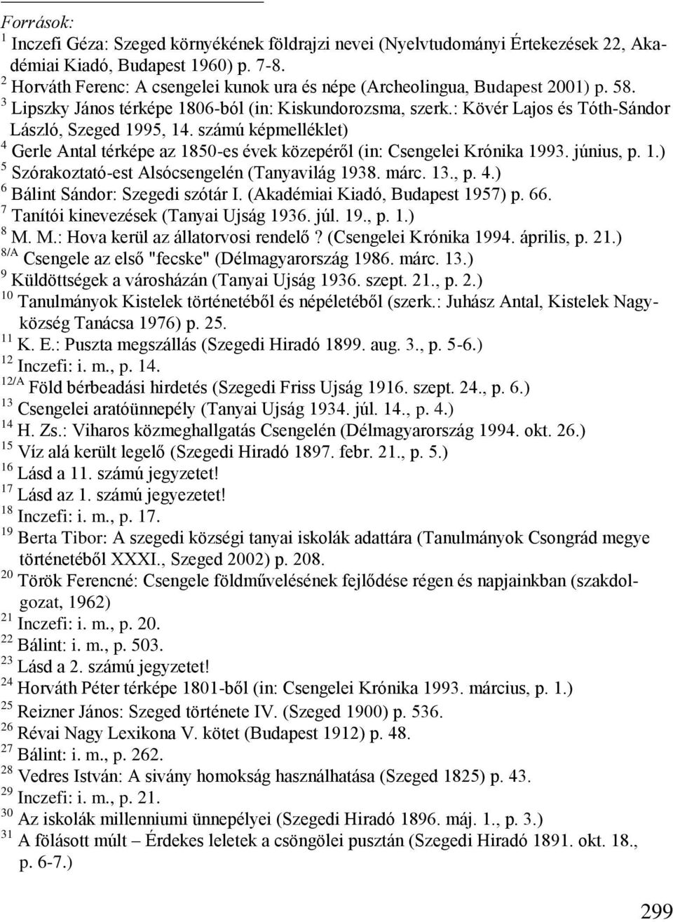 számú képmelléklet) 4 Gerle Antal térképe az 1850-es évek közepéről (in: Csengelei Krónika 1993. június, p. 1.) 5 Szórakoztató-est Alsócsengelén (Tanyavilág 1938. márc. 13., p. 4.) 6 Bálint Sándor: Szegedi szótár I.