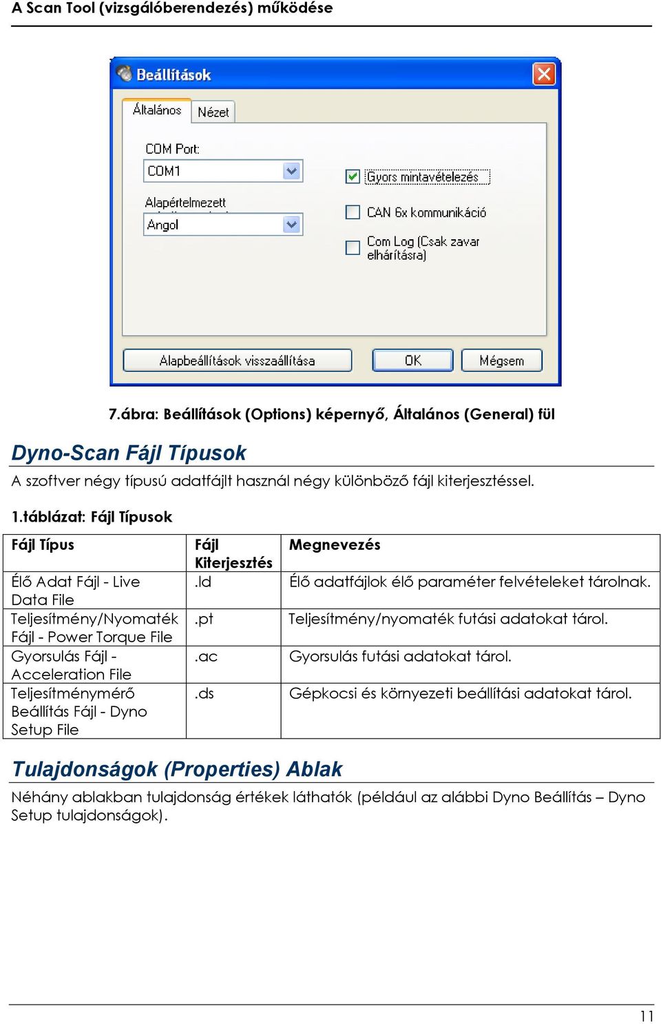 táblázat: Fájl Típusok Fájl Típus Élő Adat Fájl - Live Data File Teljesítmény/Nyomaték Fájl - Power Torque File Gyorsulás Fájl - Acceleration File Teljesítménymérő Beállítás Fájl - Dyno Setup