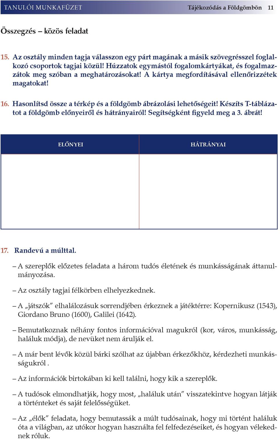 Hasonlítsd össze a térkép és a földgömb ábrázolási lehetőségeit! Készíts T-táblázatot a földgömb előnyeiről és hátrányairól! Segítségként figyeld meg a 3. ábrát! előnyei hátrányai 17.