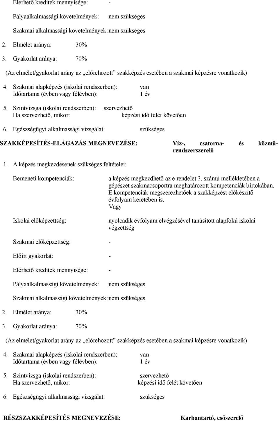 Szakmai alapképzés (iskolai rendszerben): van Időtartama (évben vagy félévben): 1 év 5. Szintvizsga (iskolai rendszerben): szervezhető Ha szervezhető, mikor: képzési idő felét követően 6.