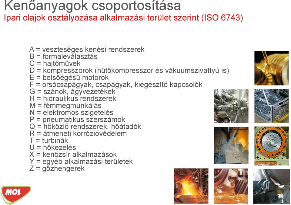 kiegészítő kapcsolók G = szánok, ágyvezetékek H = hidraulikus rendszerek M = fémmegmunkálás N = elektromos szigetelés P = pneumatikus szerszámok