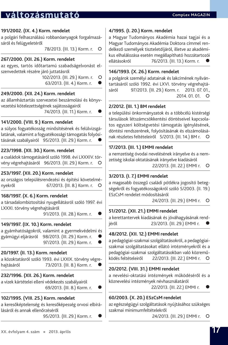 ) Korm. r. 141/2000. (VIII. 9.) Korm. rendelet a súlyos fogyatékosság minősítésének és felülvizsgálatának, valamint a fogyatékossági támogatás folyósításának szabályairól 95/2013. (III. 29.) Korm. r. 223/1998.