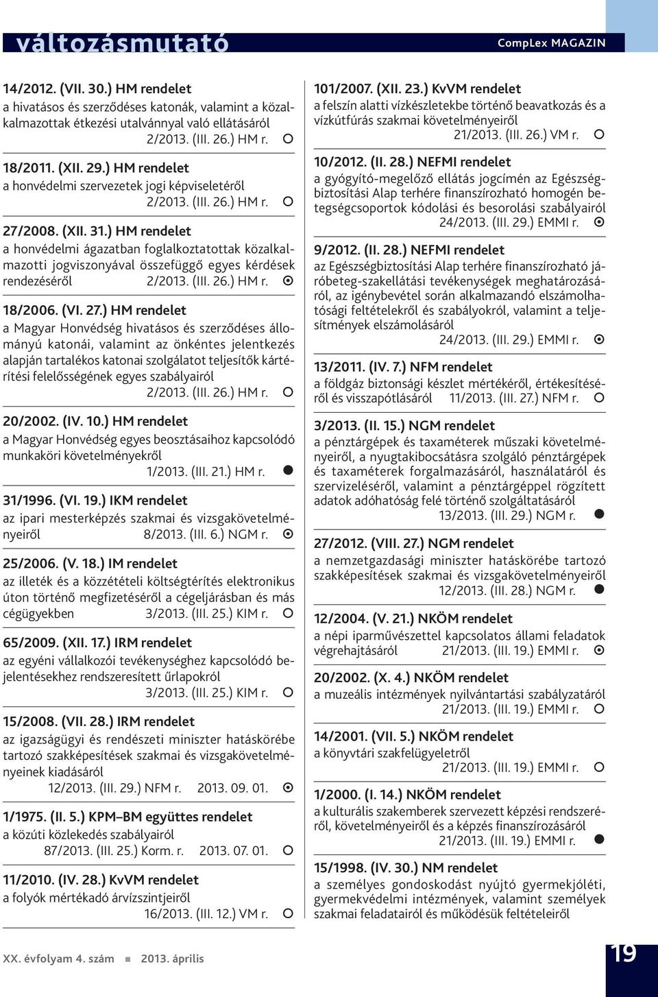 ) HM rendelet a honvédelmi ágazatban foglalkoztatottak közalkalmazotti jogviszonyával összefüggő egyes kérdések rendezéséről 2/2013. (III. 26.) HM r. 18/2006. (VI. 27.