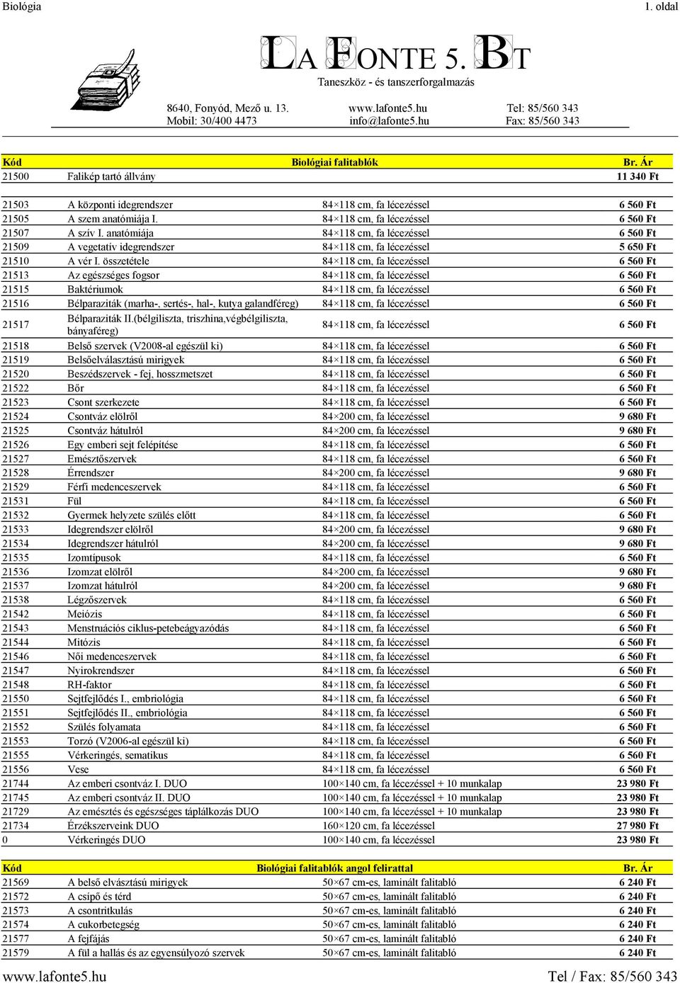 anatómiája 84 118 cm, fa lécezéssel 6 560 Ft 21509 A vegetatív idegrendszer 84 118 cm, fa lécezéssel 5 650 Ft 21510 A vér I.