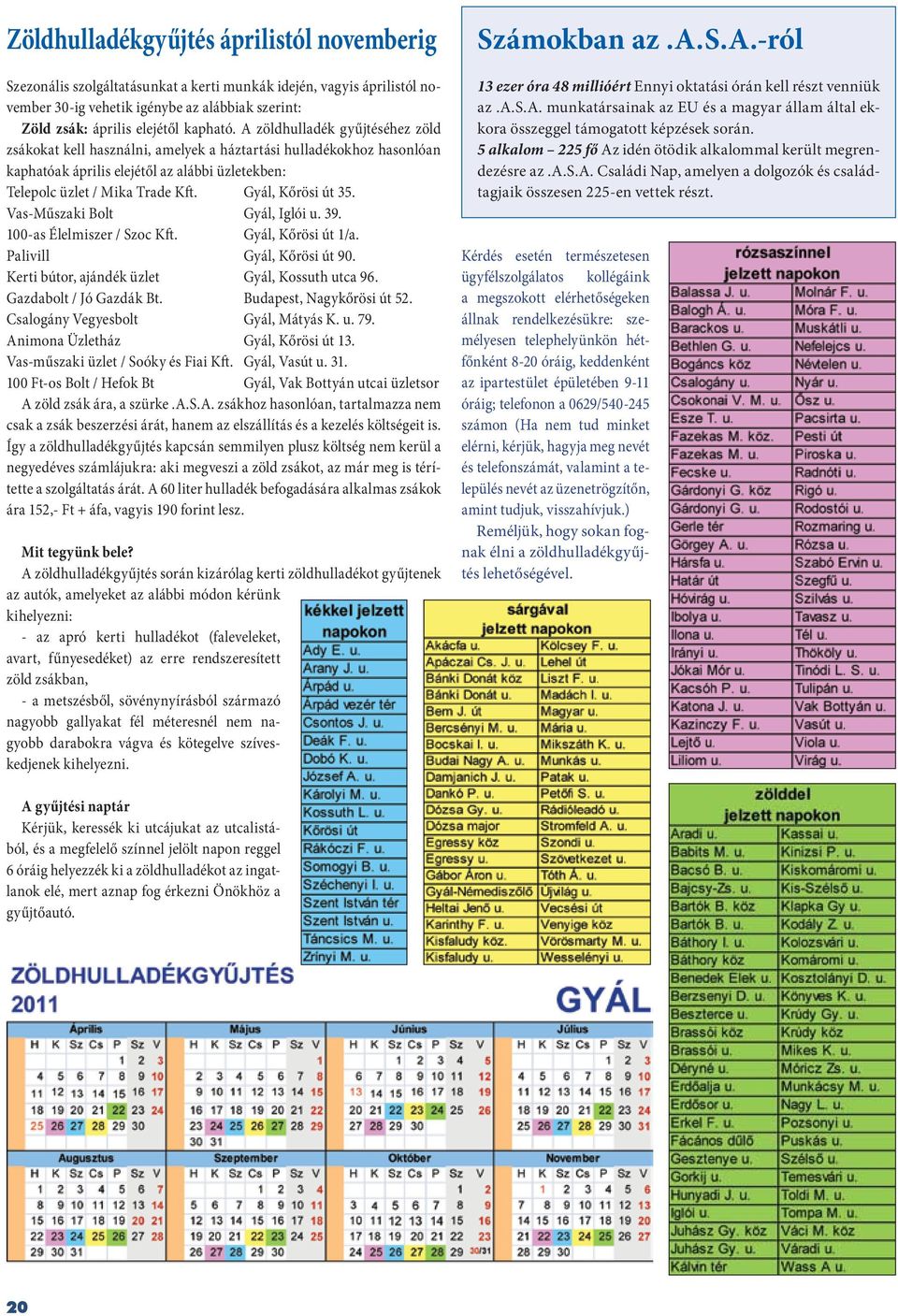 Gyál, Kőrösi út 35. Vas-Műszaki Bolt Gyál, Iglói u. 39. 100-as Élelmiszer / Szoc Kft. Gyál, Kőrösi út 1/a. Palivill Gyál, Kőrösi út 90. Kerti bútor, ajándék üzlet Gyál, Kossuth utca 96.