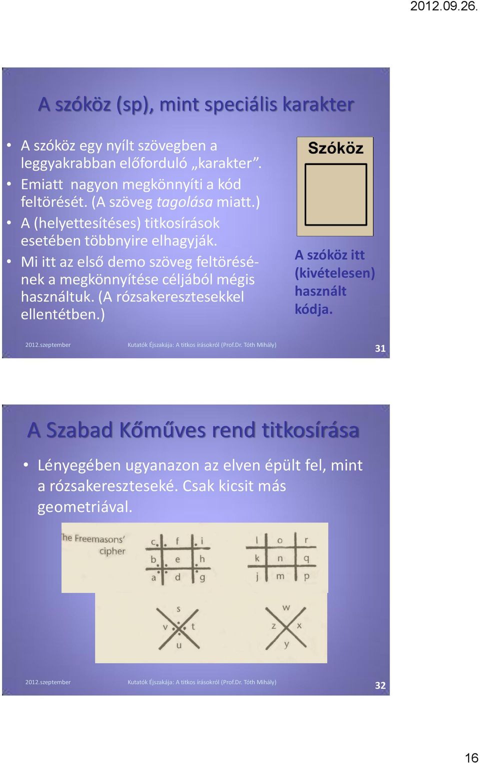Mi itt az első demo szöveg feltörésének a megkönnyítése céljából mégis használtuk. (A rózsakeresztesekkel ellentétben.