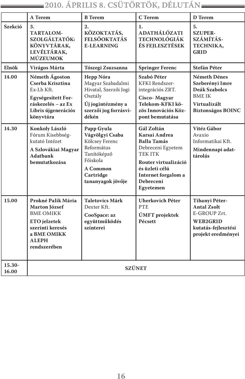 Egységesített Forráskezelés az Ex Libris újgenerációs könyvtára Hepp Nóra Magyar Szabadalmi Hivatal, Szerzői Jogi Osztály Új jogintézmény a szerzői jog forrásvidékén Szabó Péter KFKI