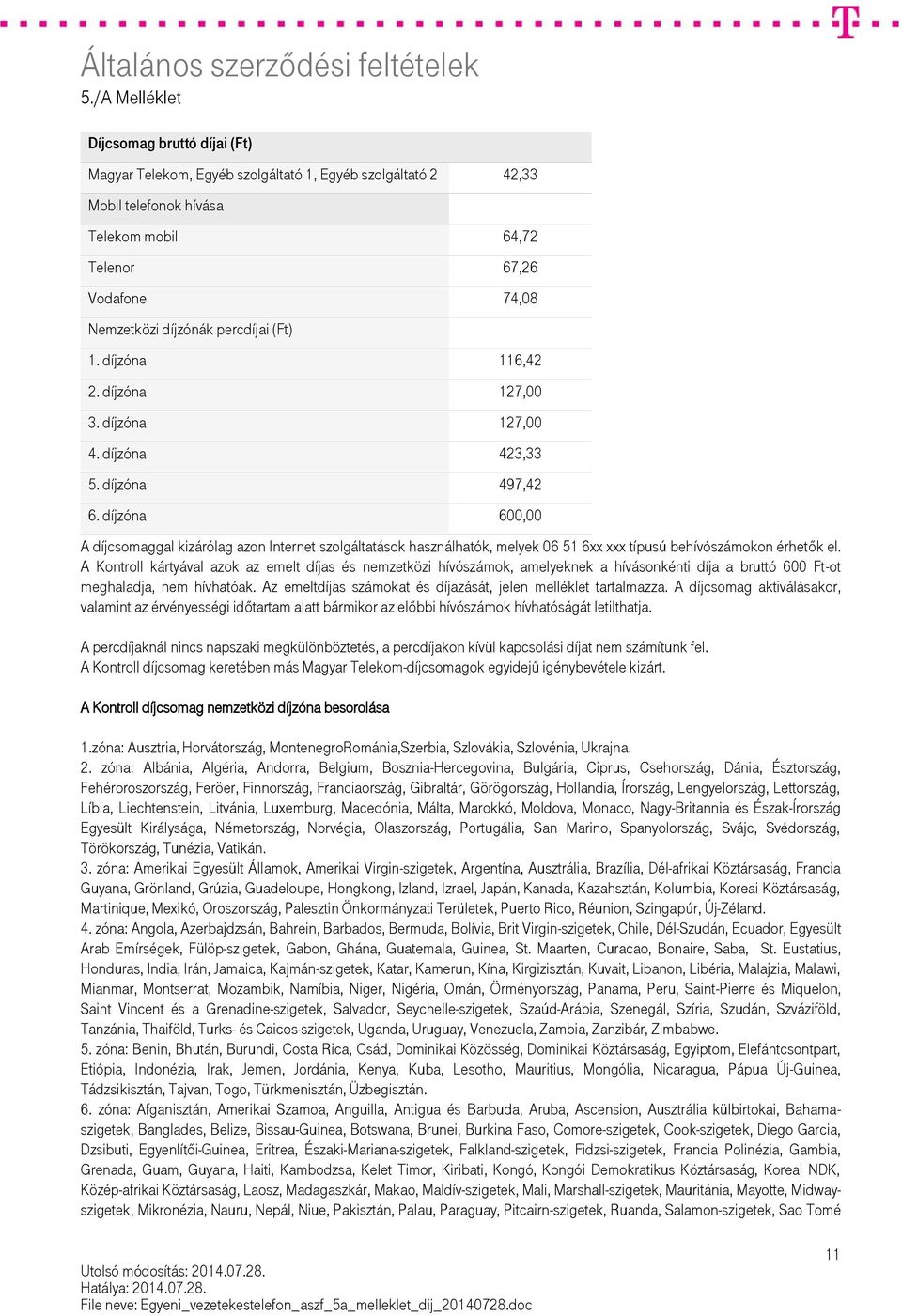 díjzóna 600,00 A díjcsomaggal kizárólag azon Internet szolgáltatások használhatók, melyek 06 51 6xx xxx típusú behívószámokon érhetők el.